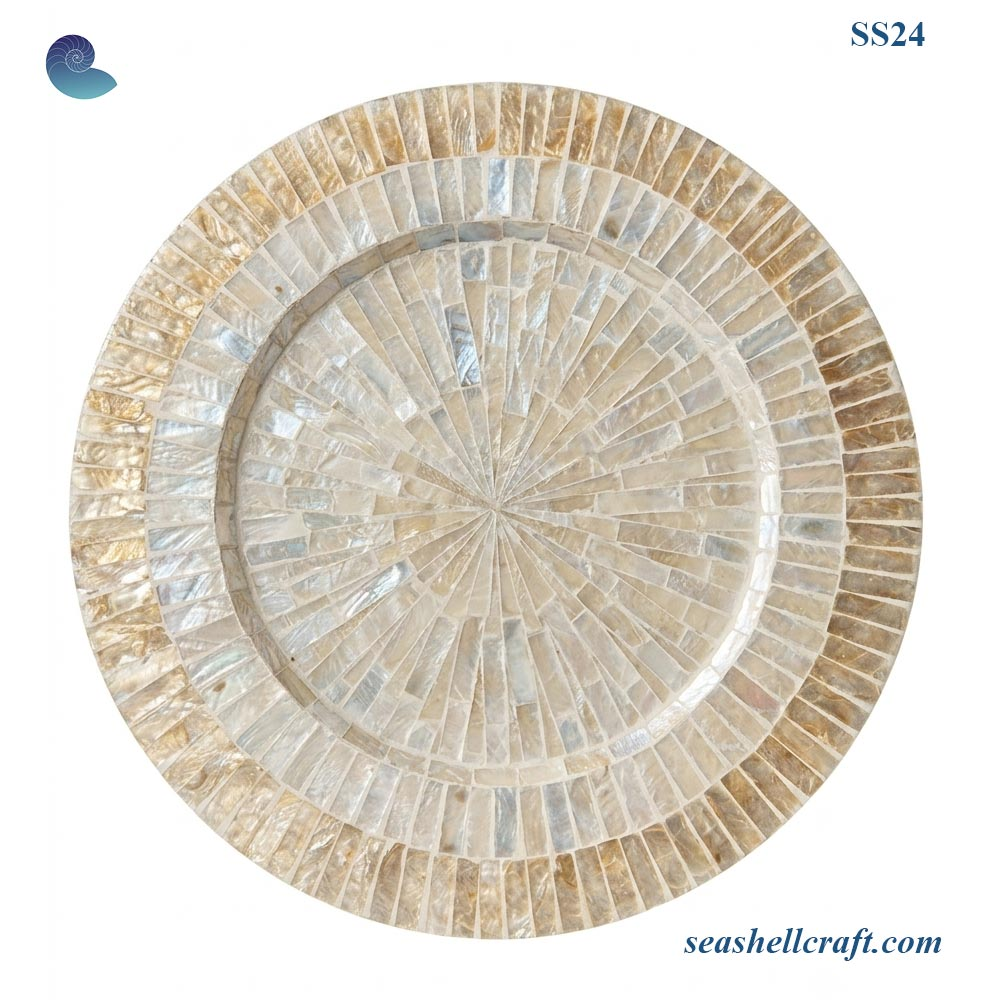 Handcrafted Mother of Pearl Mosaic Charger Plates-Wholesale